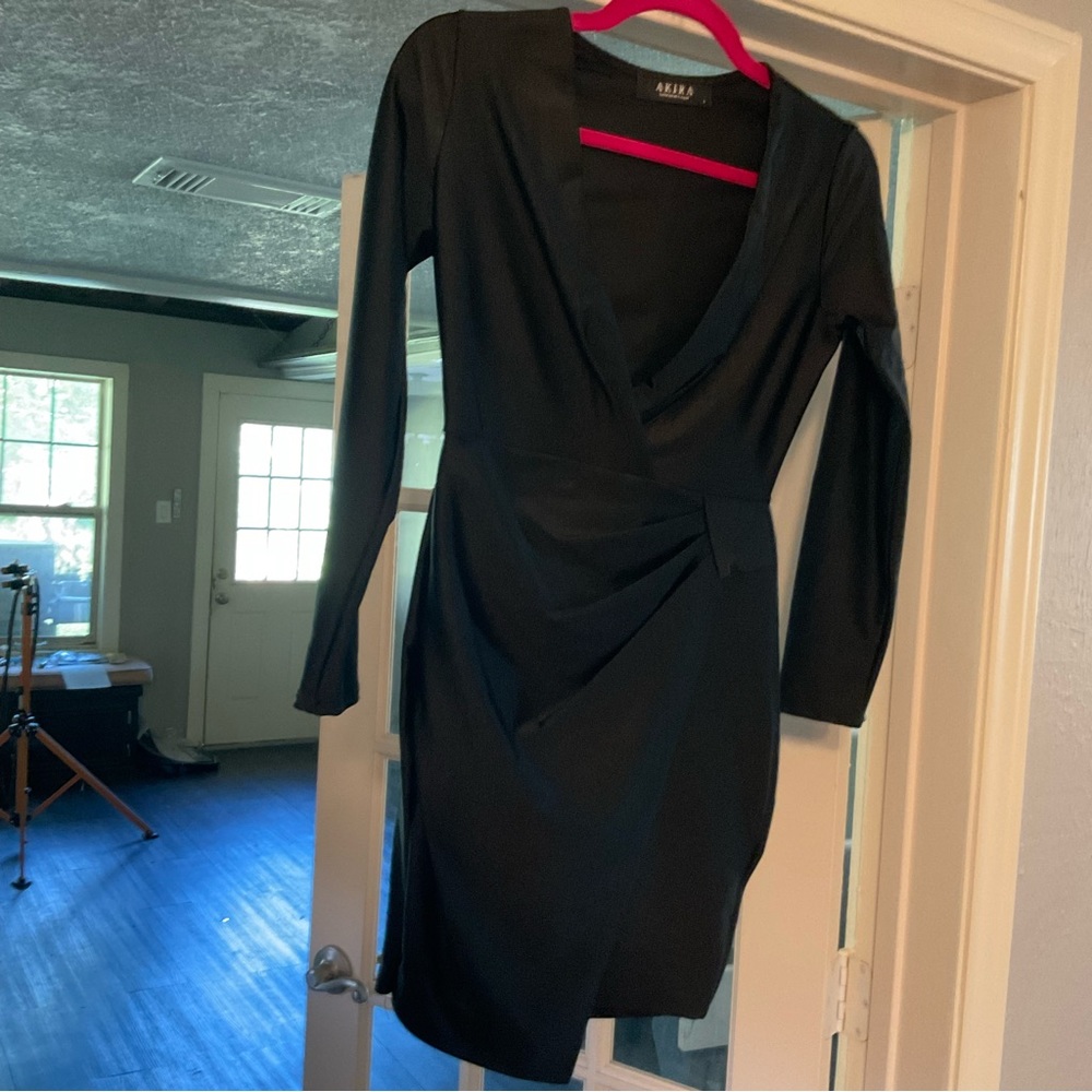 Akira, stretchy rayon black dress